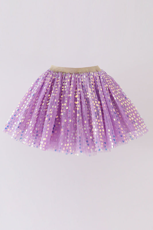 Sequin Tulle Tutu Skirt - Purple