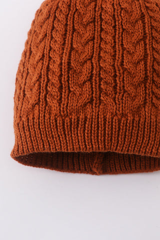Cinnamon Twist Cable Knit Beanie Hat