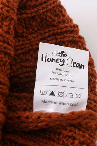 Cinnamon Twist Cable Knit Beanie Hat