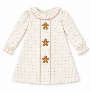 Gingerbread & Spice Embroidered Ruffle Dress
