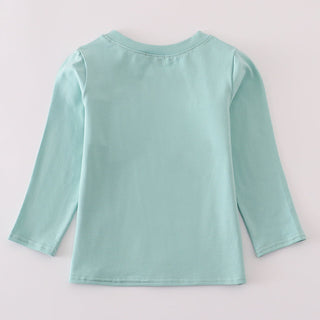 Light blue long-sleeve shirt on a light gray background