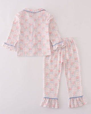 Floral pajama set on a light gray background