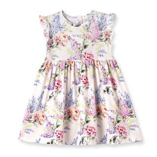 Floral dress with colorful flowers on a white background