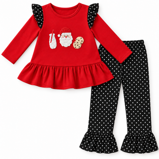 Christmas Eve Cookie Tray French Knot Girl Pants Set