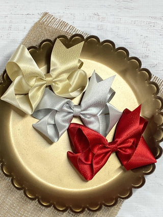 Shimmer Satin Hair Bows - Alligator Clip - 4.5"