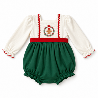 Gingerbread Greetings Smocked Girl Bubble