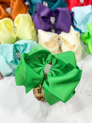 Oversize Rhinestone Hair Bows - Alligator Clip - 5.5"