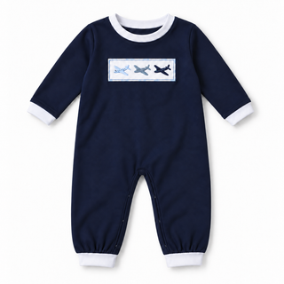Ready For Takeoff Embroidered Boy Romper