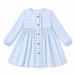 Jamie Blue Plaid Ruffle Dress
