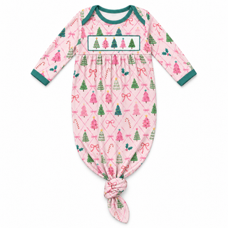 Tinsel & Bows Embroidered Christmas Baby Girl Gown