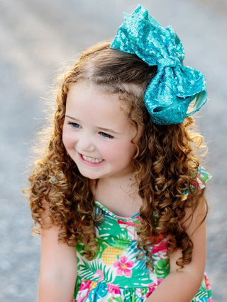 Sequin Texas Size Hair Bows - Alligator Clip - 6.5"