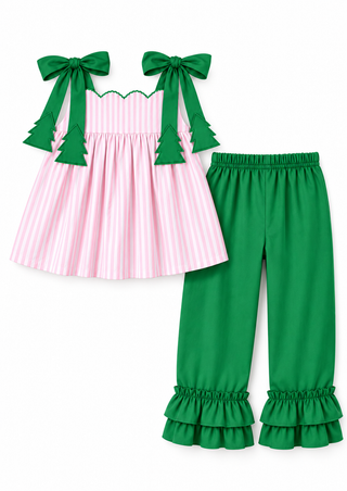 Christmas Tree Charm Girl Pants Set