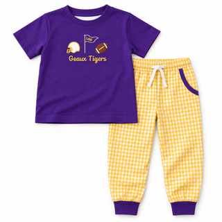 Bayou Saturday Embroidered Boy Pants Set