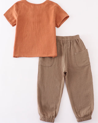 Rust & Oak Muslin Jogger Set