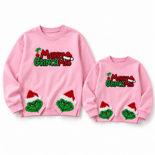 Merry Grinchmas Embroidered Mom & Me Sweatshirt