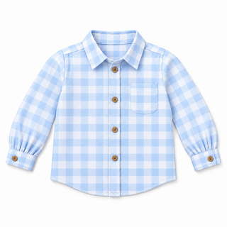 Jamie Blue Plaid Boy Button Down Shirt