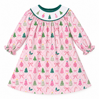 Tinsel & Bows Embroidered Christmas Girl Dress