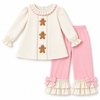 Gingerbread & Spice Embroidered Ruffle Pants Set