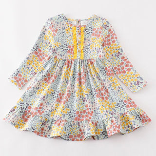 Amora Yellow Floral Print Ruffle Dress