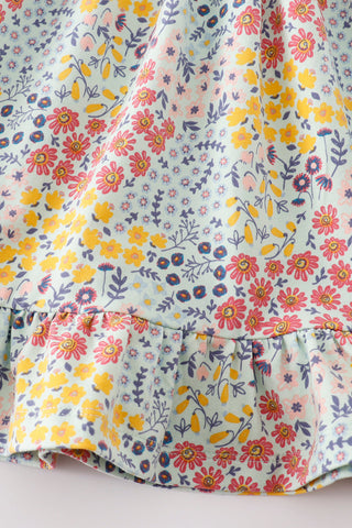 Amora Yellow Floral Print Ruffle Dress