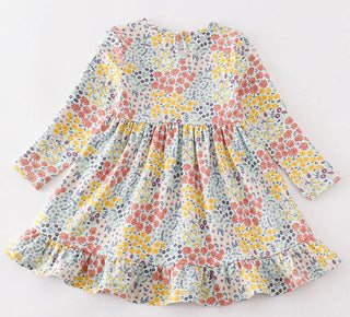 Amora Yellow Floral Print Ruffle Dress