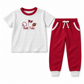 Saturday In Tuscaloosa Embroidered Boy Pants Set