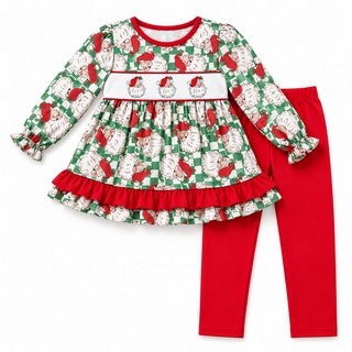 Jolly Old Soul Embroidered Ruffle Pants Set