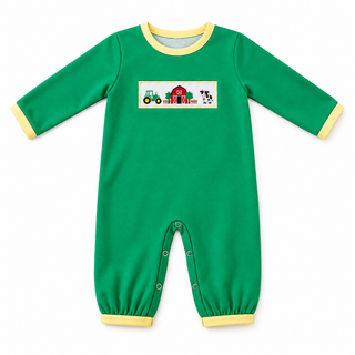 Red Barn Ramble Embroidered Boy Romper