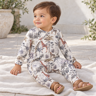 Jungle Safari Bamboo Baby Zipper Romper