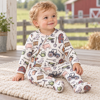 Farmer's Market Bamboo Baby Zipper Romper