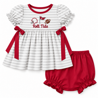 Saturday in Tuscaloosa Embroidered Ruffle Bloomer Set