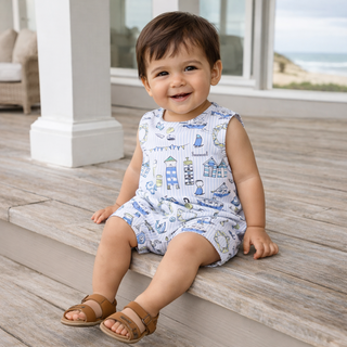 Seashore Bamboo Baby Boy Shortall Romper
