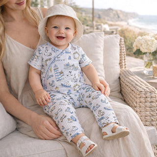 Seashore Baby Bamboo Zipper Romper with Convertible Cuffs