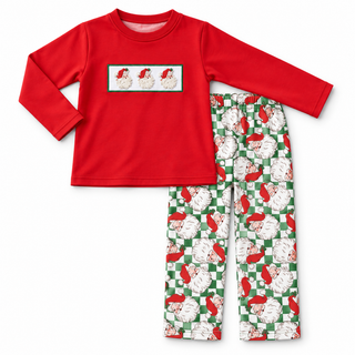 Santa Season Embroidered Boy Pants Set