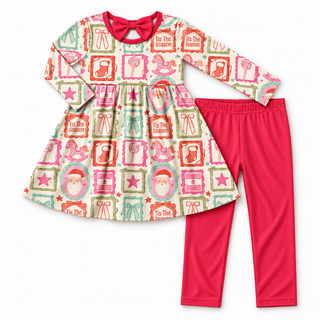 Christmas Carousel Club Bamboo Girl Pants Set