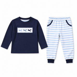 Ready for Takeoff Embroidered Pants Set