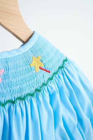 Pixie Dust Smocked Blue Romper