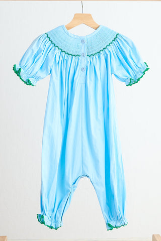 Pixie Dust Smocked Blue Romper