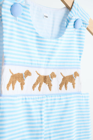 Puppy Playtime Smocked Stripe Boy JonJon