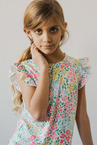 Daffodils Short Sleeve Ruffle Tee