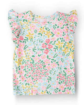 Floral-patterned sleeveless top on a white background