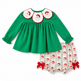 Jolly Old Soul Embroidered Ruffle Bloomer Set