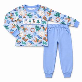 Cowboy Claus Embroidered Boy Pants Set