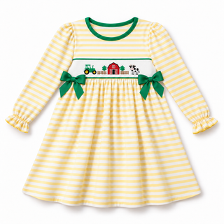 Red Barn Ramble Embroidered Girl Dress
