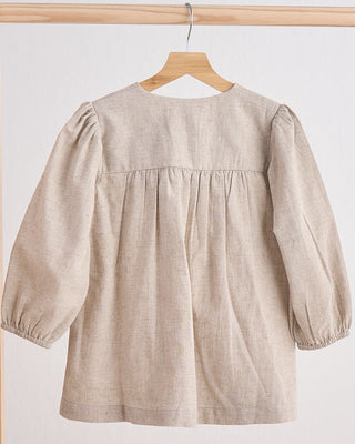 Charlotte Khaki Floral Embroidered Linen Dress