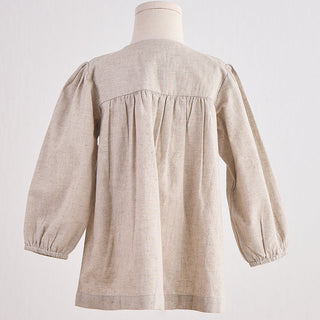 Charlotte Khaki Floral Embroidered Linen Dress