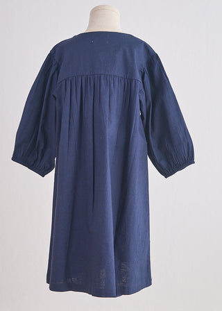 Charlotte Navy Floral Embroidered Linen Dress