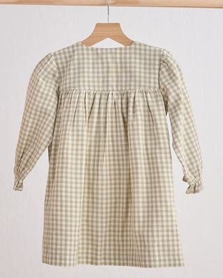 Austin Green Gingham Flannel Bow Dress