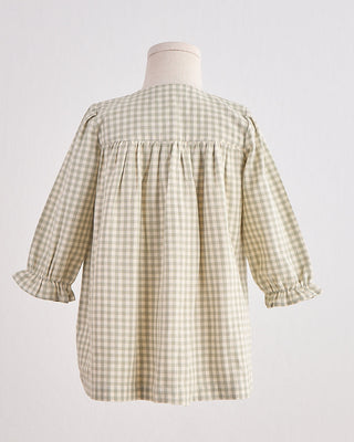Austin Green Gingham Flannel Bow Dress
