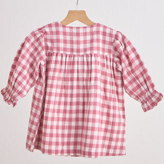 Austin Pink Gingham Flannel Bow Dress